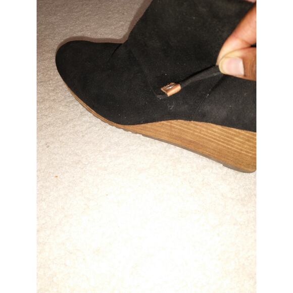 Dr. Scholl’s Women’s Ankle Booties Black US 9.5M Brown Stacked Wedge Buckles - Picture 10 of 12